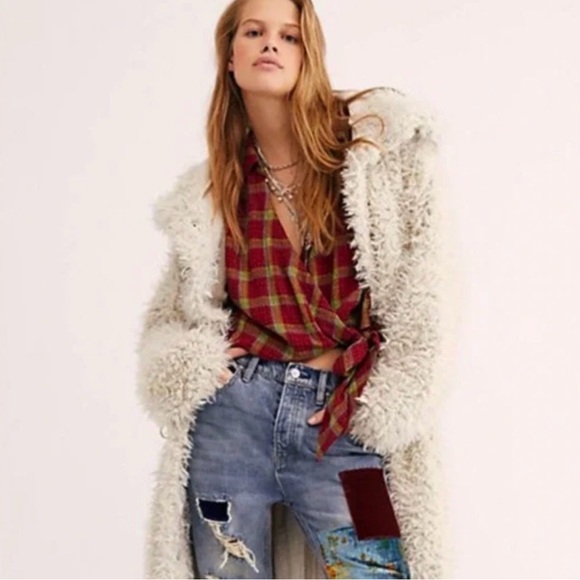 We The Free Red and Green Plaid Wrap Blouse - Picture 11 of 11